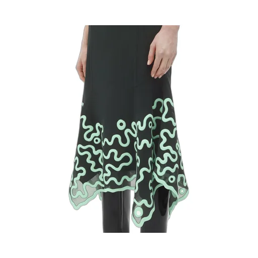 Cotton Midi Skirt With Silicone Motif