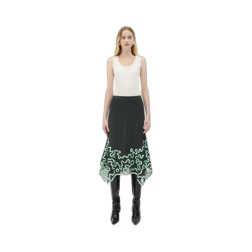 Cotton Midi Skirt With Silicone Motif
