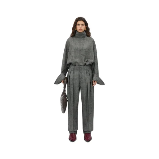 Viscose And Silk Criss-Cross High Neck Shirt