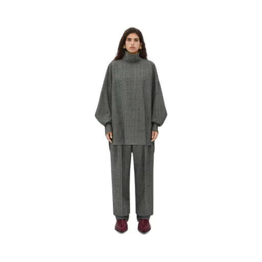 Viscose And Silk Criss-Cross High Neck Shirt