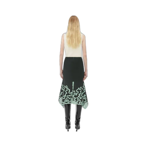 Cotton Midi Skirt With Silicone Motif