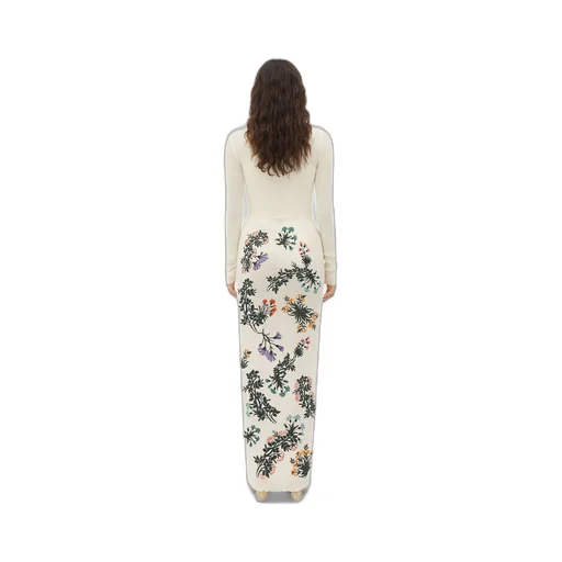 Wool Flowers Long Skirt
