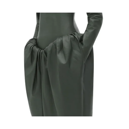 Leather Midi Skirt With Padded Hip Construction