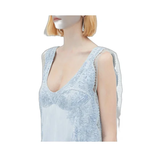 Viscose Dress With Lace Embroidery