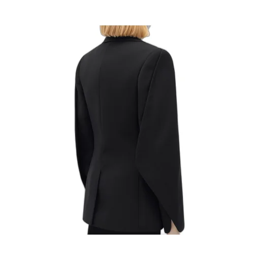 Curved Sleeves Wool Jacket With Contrasting Collar