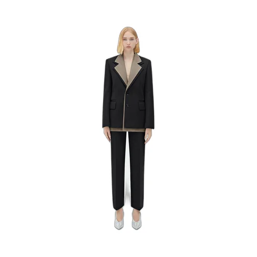 Curved Shape Wool Pants