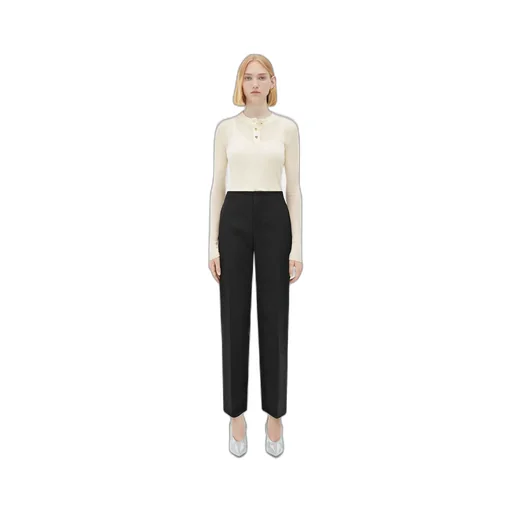 Curved Shape Wool Pants