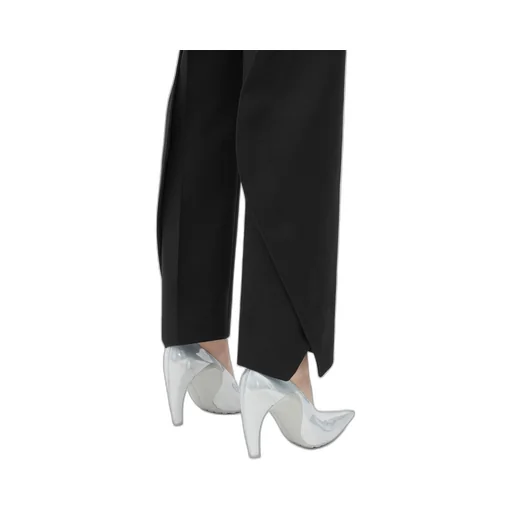 Curved Shape Wool Pants