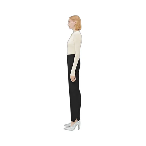 Curved Shape Wool Pants