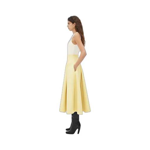 Compact Wool Wide Midi Skirt