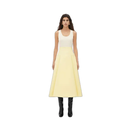 Compact Wool Wide Midi Skirt