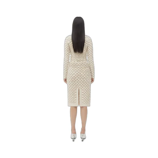 Fish Scale Wool Midi Skirt