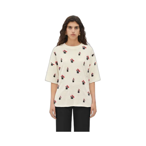 Linen Jacquard Flowers T-Shirt
