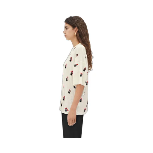 Linen Jacquard Flowers T-Shirt