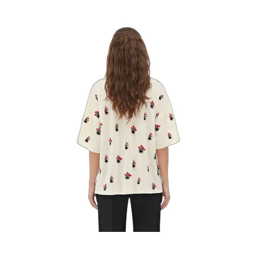Linen Jacquard Flowers T-Shirt