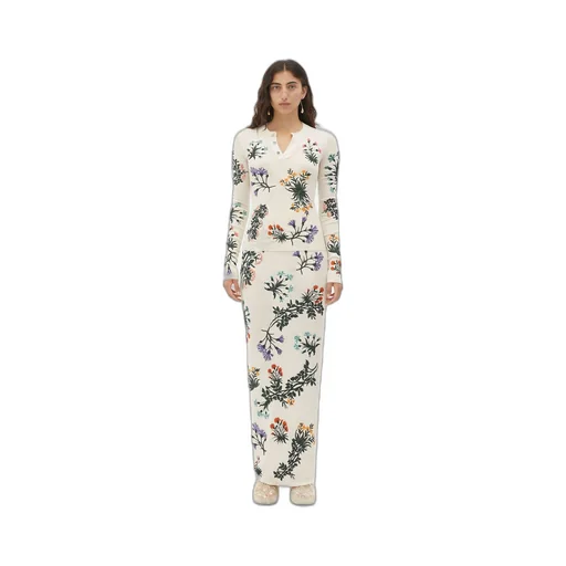 Wool Flowers Long Skirt