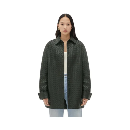 Intrecciato Oversized Leather Shirt