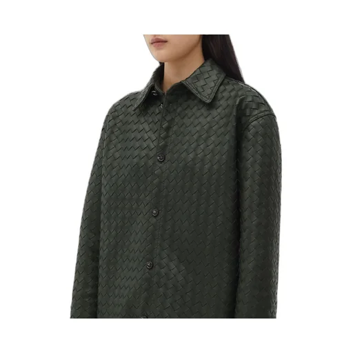 Intrecciato Oversized Leather Shirt