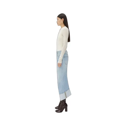 Curved Shape Light Bleached Denim
