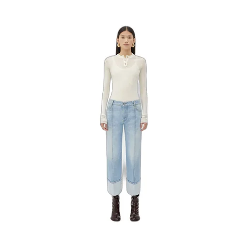 Curved Shape Light Bleached Denim