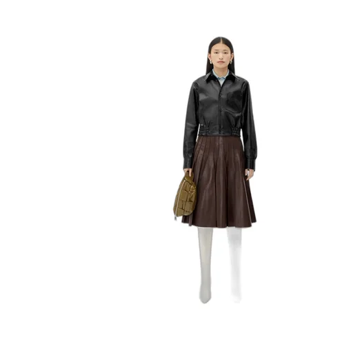 Elastic Waist Leather Jacket