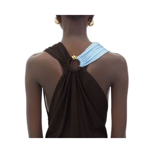 Metal Rings Viscose Long Dress
