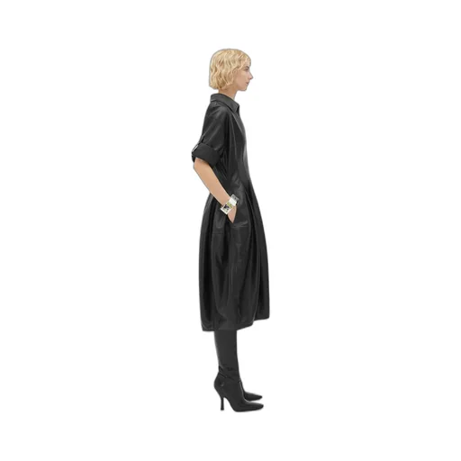 Leather Midi Balloon Dress