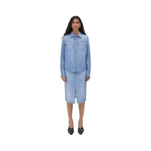 Printed Viscose And Silk Denim Shirt