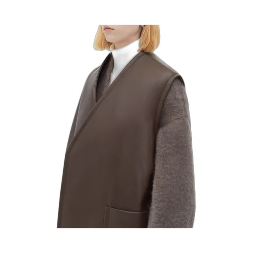 Sleeveless Leather Padded Coat