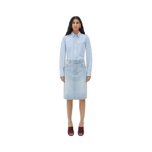 Light Bleached Denim Midi Skirt