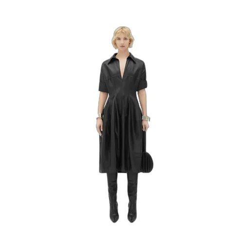 Leather Midi Balloon Dress