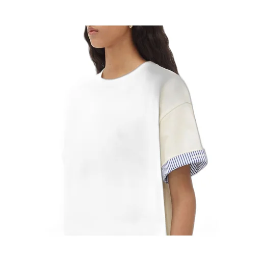 Double Layer Striped Cotton T-Shirt