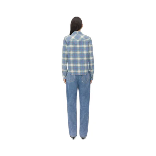 Flannel-Printed Leather Shirt