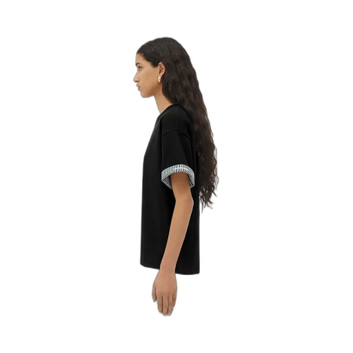 Double Layer Striped Cotton T-Shirt