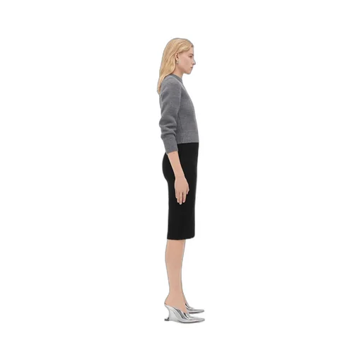 Light Textured Viscose Midi Skirt