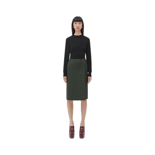 Intrecciato Leather Skirt
