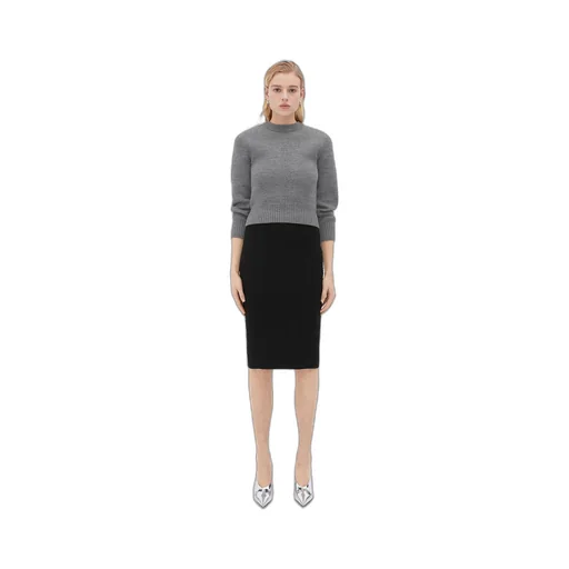 Light Textured Viscose Midi Skirt