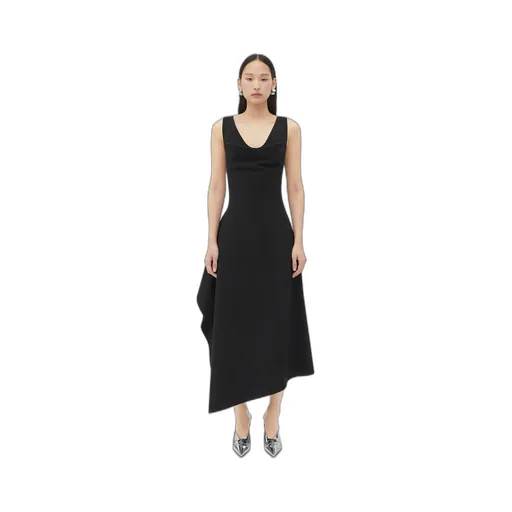 Stretch Cotton Asymmetric Midi Dress