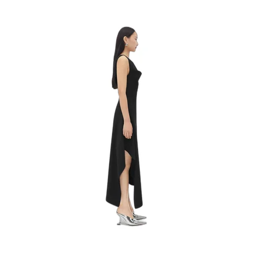 Stretch Cotton Asymmetric Midi Dress
