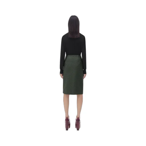 Intrecciato Leather Skirt
