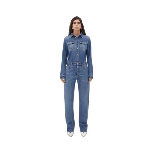 Medium Washed Mid Rise Straight Denim