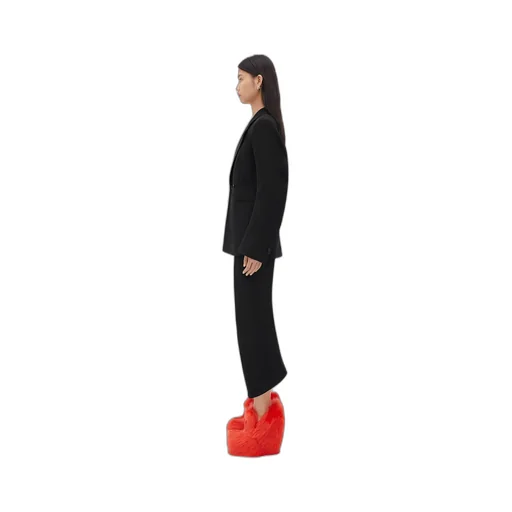 Curved Sleeves Compact Wool And Satin Jacket