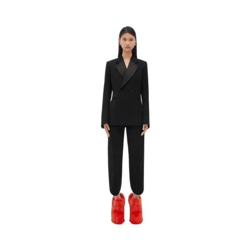 Curved Sleeves Compact Wool And Satin Jacket