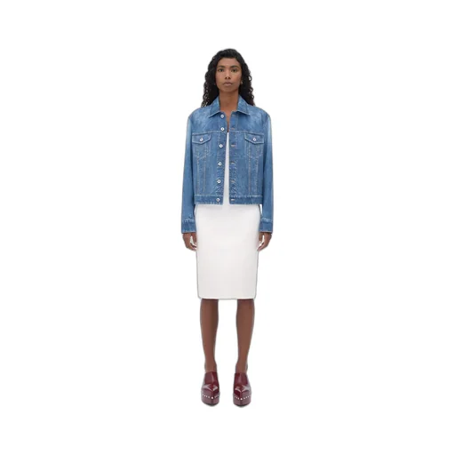 Printed Leather Denim Jacket