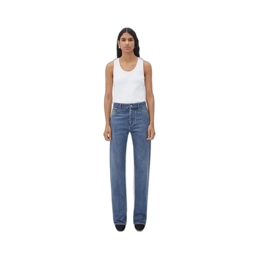 Medium Washed High Rise Straight Denim