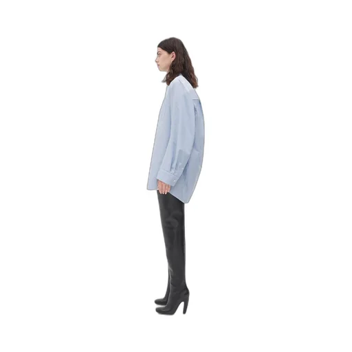 Curved Shape Compact Cotton Striped Shirt