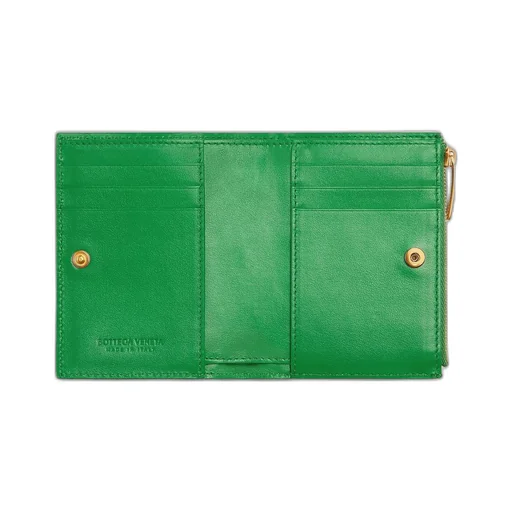 Small Intrecciato Bi-Fold Zip Wallet