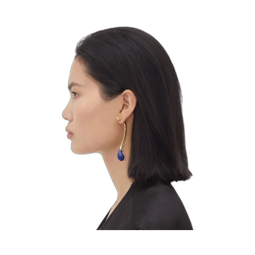 Drop Earrings With Lapis Stone