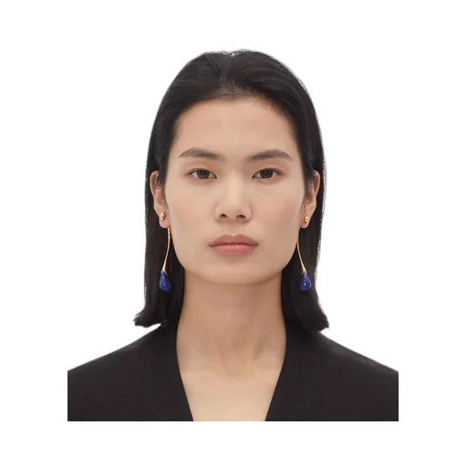 Drop Earrings With Lapis Stone