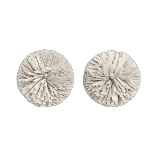Pompom Leather Earrings